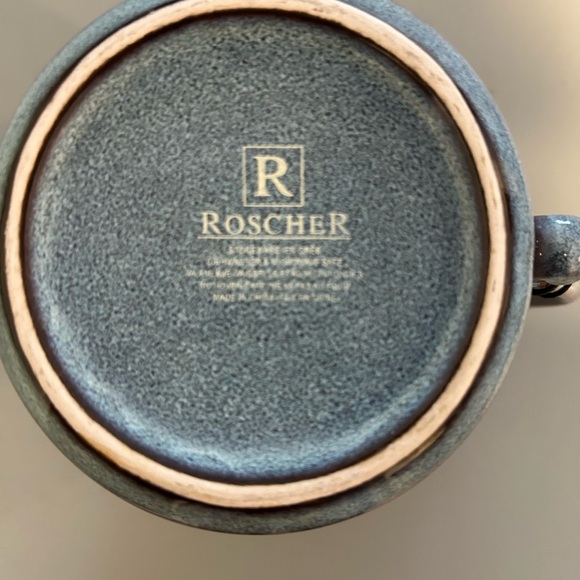 Roscher  handmade ceramic glazed stone ware embossed cat design hand painted - Picture 2 of 4